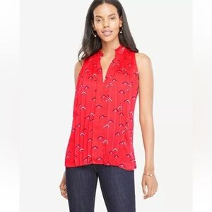 Ann Taylor Pleated Print Blouse
